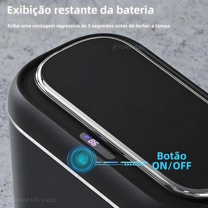 Imagem de Lixeira Automática com Sensor para Banheiro - 14L - À Prova d'Água