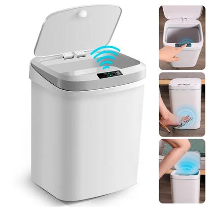Imagem de Lixeira Automática com Sensor Recarregável USB para Cozinha 16L