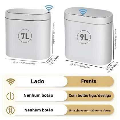 Imagem de Lixeira Automática Grande À Prova d'Água Com Sensor 7L 9L Para Cozinha, Banheiro E Escritório