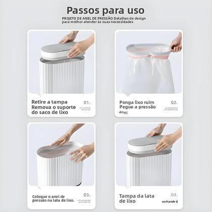 Imagem de Lixeira Automática Grande De 9L Com Sensor, Lixeira Inteligente Com Listras Romanas Para Cozinha E