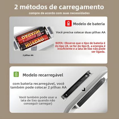 Imagem de Lixeira Automática Grande De 9L Com Sensor, Lixeira Inteligente Com Listras Romanas Para Cozinha E