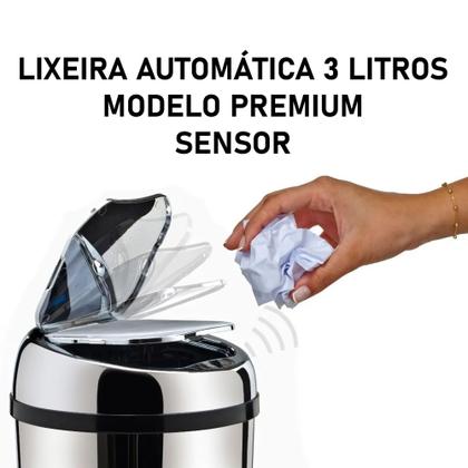 Imagem de Lixeira Automática Inox 3 Litros Premium Sensor Banheiro Kzi