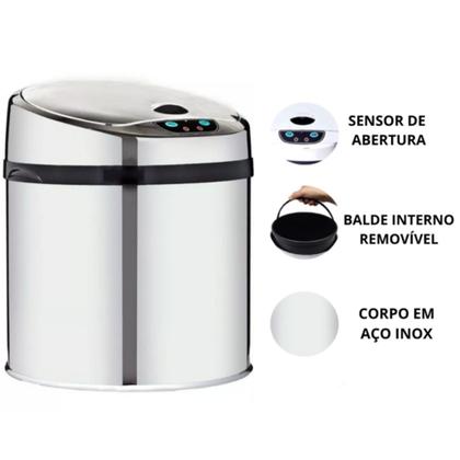 Imagem de Lixeira Automática Inox 6 Litros Premium Sensor Banheiro Kzi