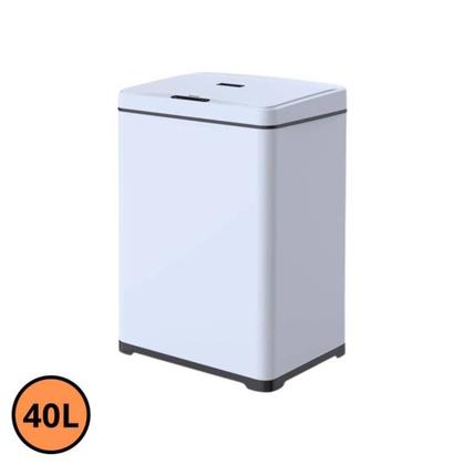 Imagem de Lixeira Automática Inox Branco Retangular 40 Litros c/Sensor