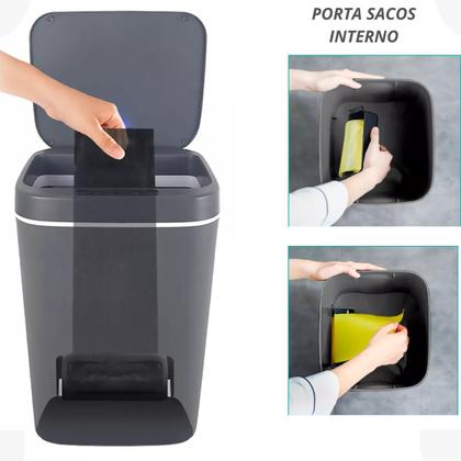 Imagem de Lixeira Automática Inteligente 12L Cozinha Escritório C/Sensor