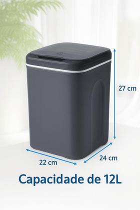 Imagem de Lixeira Automática Inteligente Cinza 12L Com Sensor De Aproximação P/ Uso Casa Escritório
