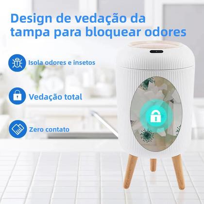 Imagem de Lixeira Automática Inteligente Pequena Com Sensor De Movimento Para Quarto, Banheiro, Cozinha E