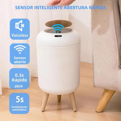 Imagem de Lixeira Automática Inteligente Pequena Com Sensor De Movimento Para Quarto, Banheiro, Cozinha E