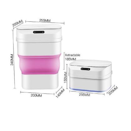 Imagem de Lixeira Automatica Inteligente Sensor Smart Cesto Retratil A Prova D Agua Viagem Camping Rosa