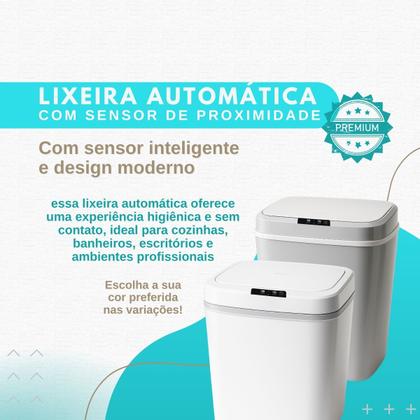 Imagem de Lixeira Automática Lixeiras Inteligentes Com Sensor 16l Recarregavel