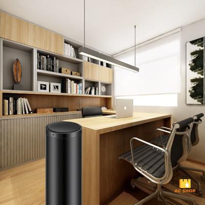 Imagem de Lixeira  Automática Lixo Com Sensor Inteligente de Proximação Aço Inox Redonda Grande 50L Cesto Multiuso Casa Banheiro