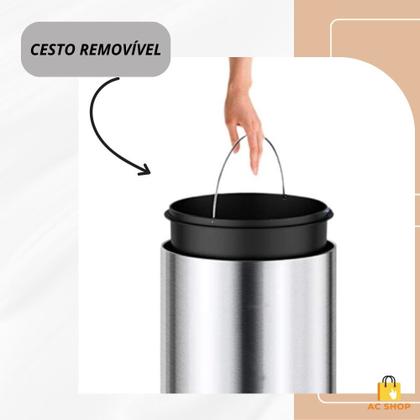 Imagem de Lixeira  Automática Lixo Com Sensor Inteligente de Proximação Aço Inox Redonda Grande 50L Cesto Multiuso Casa Banheiro