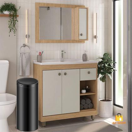 Imagem de Lixeira  Automática Lixo Com Sensor Inteligente de Proximação Aço Inox Redonda Grande 50L Cesto Multiuso Casa Banheiro