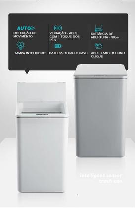 Imagem de Lixeira Automática Quadrada Recarregável Sensor Proximidade