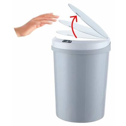 Imagem de Lixeira Automática Redonda 12 Litros com Sensor Cinza