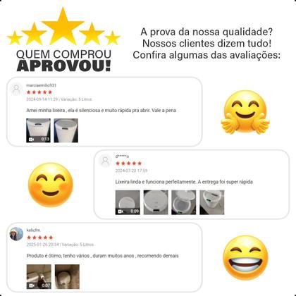 Imagem de Lixeira Automática Redonda 12 Litros com Sensor de Proximidade Recarregável Banheiro Cozinha