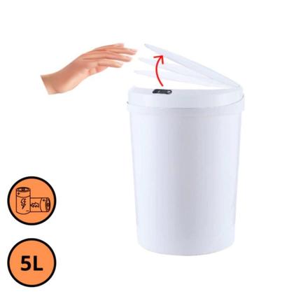 Imagem de Lixeira Automática Redonda 5 Litros Com Sensor - Branca