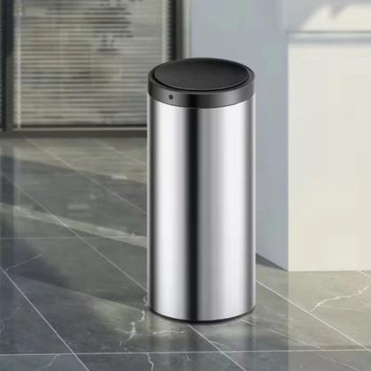 Imagem de Lixeira Automática Redonda em Aço 40 Litros com Sensor - Inox