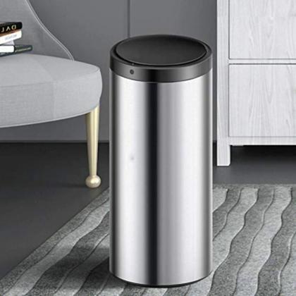 Imagem de Lixeira Automática Redonda Em Aço 40 Litros Sensor - Inox