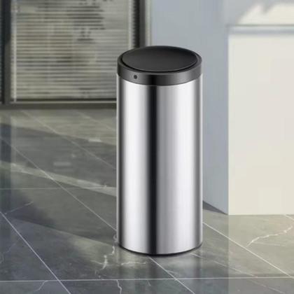 Imagem de Lixeira Automática Redonda Em Aço Inox 50 Litros Com Sensor