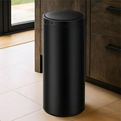 Imagem de Lixeira Automática Redonda Inox 50 Litros com Sensor de Proximidade Banheiro Cozinha Escritório