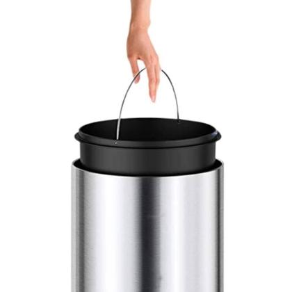 Imagem de Lixeira Automática Redonda Inox Branco 40 Litros Com Sensor