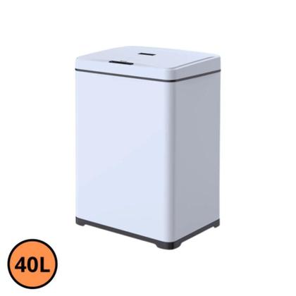 Imagem de Lixeira Automática Retangular 40 Litros Sensor Em Aço Branca
