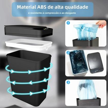 Imagem de Lixeira Automática Sem Toque para Banheiro - Lata de Lixo Inteligente com Sensor de Movimento