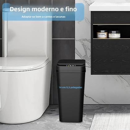 Imagem de Lixeira Automática Sem Toque para Banheiro - Lata de Lixo Inteligente com Sensor de Movimento