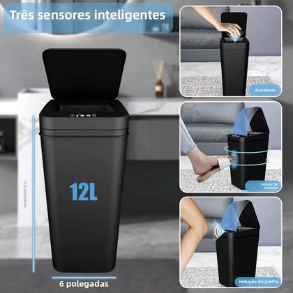 Imagem de Lixeira Automática Sem Toque Para Banheiro, Lixeira Inteligente Com Sensor De Movimento Para Quarto,