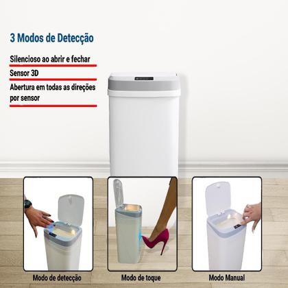 Imagem de Lixeira Automática Sensor 16L Branca 
