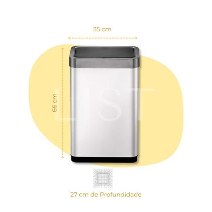 Imagem de Lixeira Automática Sensor Abre 50 L Aço Inox Premium