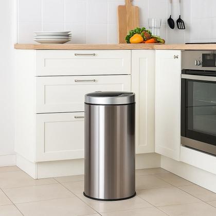 Imagem de Lixeira automatica sensor inox luxo recarregavel 12 litros cesto removivel grande cabo usb polido