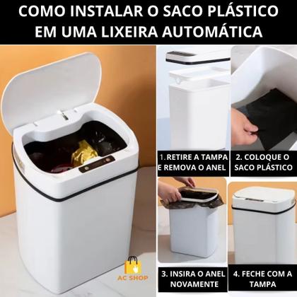 Imagem de Lixeira  Automática Sensor Inteligente de Proximação Aço Inox Retangular Grande 50L Cesto de Lixo Multiuso Casa Banheiro