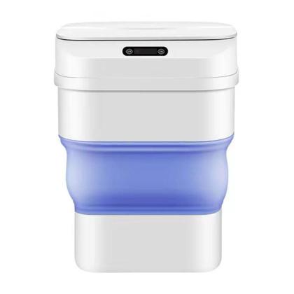 Imagem de Lixeira Automatica Sensor Smart Cesto De Lixo Retratil Inteligente A Prova Agua Viagem Camping Praia Azul