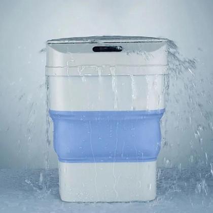 Imagem de Lixeira Automatica Sensor Smart Cesto De Lixo Retratil Inteligente A Prova Agua Viagem Camping Praia Azul