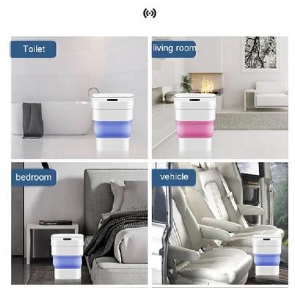 Imagem de Lixeira automatica sensor smart cesto de lixo retratil inteligente a prova agua viagem camping praia