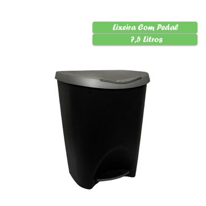 Imagem de Lixeira Banheiro Com Pedal Lixo Cozinha 7,5 Litros Reforçada