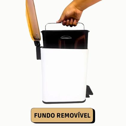 Imagem de Lixeira Banheiro Cozinha Pedal 5l Cesto De Lixo Tampa Bambu
