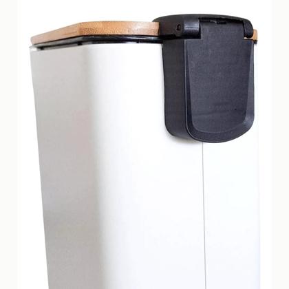 Imagem de Lixeira Banheiro Cozinha Pedal 5l Cesto De Lixo Tampa Bambu