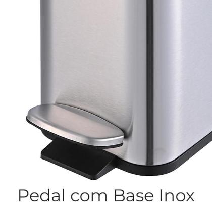 Imagem de Lixeira Banheiro E Cozinha Inox Retangular Frame 5 Litros
