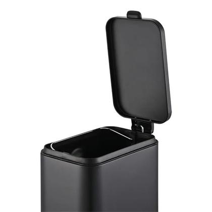 Imagem de Lixeira Banheiro e Cozinha Retangular 5,0L Preta em Aço Carbono com Pedal Balde Frame 3064/103 Brinox