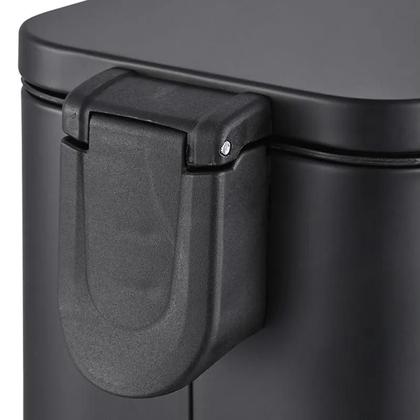 Imagem de Lixeira Banheiro e Cozinha Retangular 5,0L Preta em Aço Carbono com Pedal Balde Frame 3064/103 Brinox