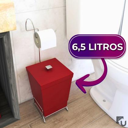Imagem de Lixeira Banheiro Lavabo Com Suporte Cromado Papel Higiênico Stolf