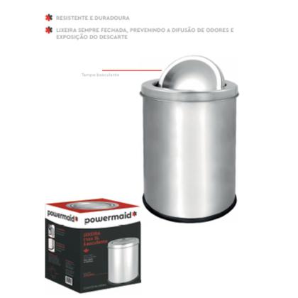 Imagem de Lixeira Basculante de 12 Litros em Aço Inox  Fácil de Limpar, Versátil e com Design Sofisticado