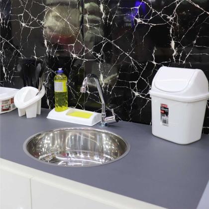 Imagem de Lixeira Basculante Retangular de Pia 3,5L Preto ou Branco Plástico Cozinha Mais Vendido