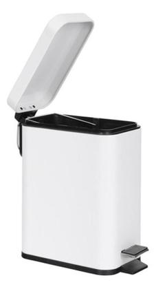 Imagem de Lixeira Branca Retangular Estreita Com Pedal 6 Litros
