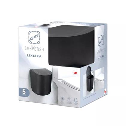 Imagem de Lixeira c/Tampa 5L Linha Suspensa 3M Black - Arthi