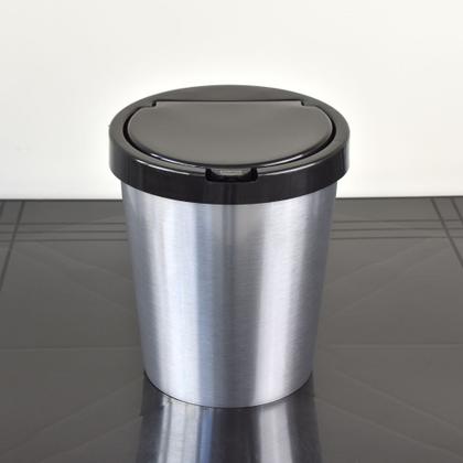 Imagem de Lixeira Cesto 10 Litros c/ Tampa Click Cor Inox Escritório