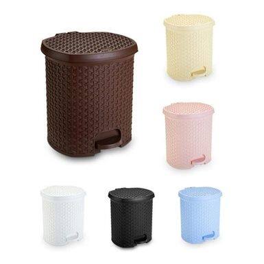 Imagem de Lixeira Cesto 6L Rattan Com Pedal Perfeita P/ Escritório Cozinha Quarto Banheiro